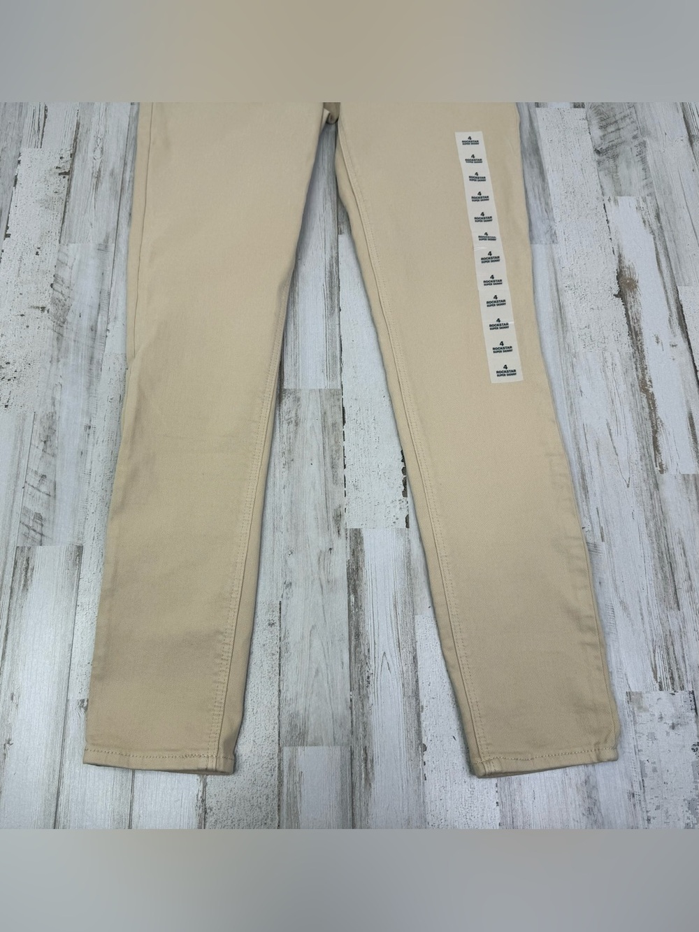 Old Navy Rockstar Super Skinny Pants Size 4 (27x29) Beige High Rise NWT - Picture 3 of 11